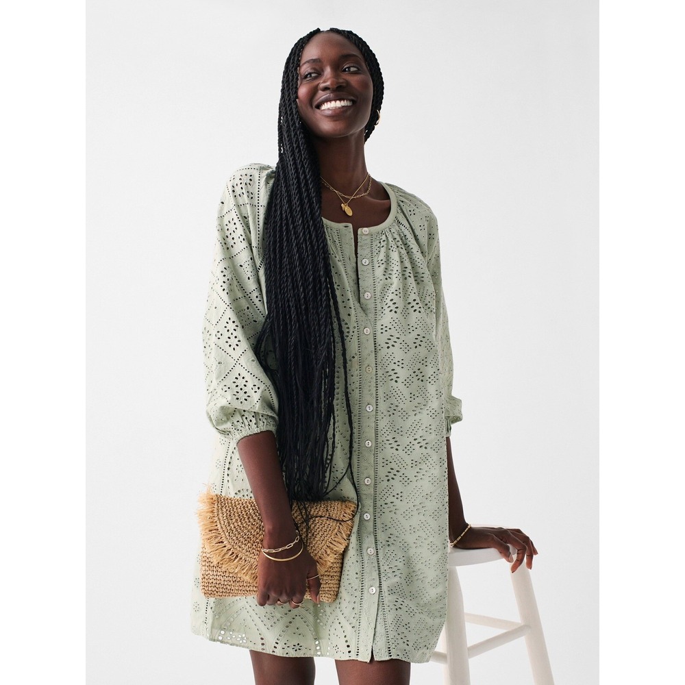 Faherty Valencia Eyelet Dress in Desert Sage, XL. $198. NWT.‎ Summer Dress